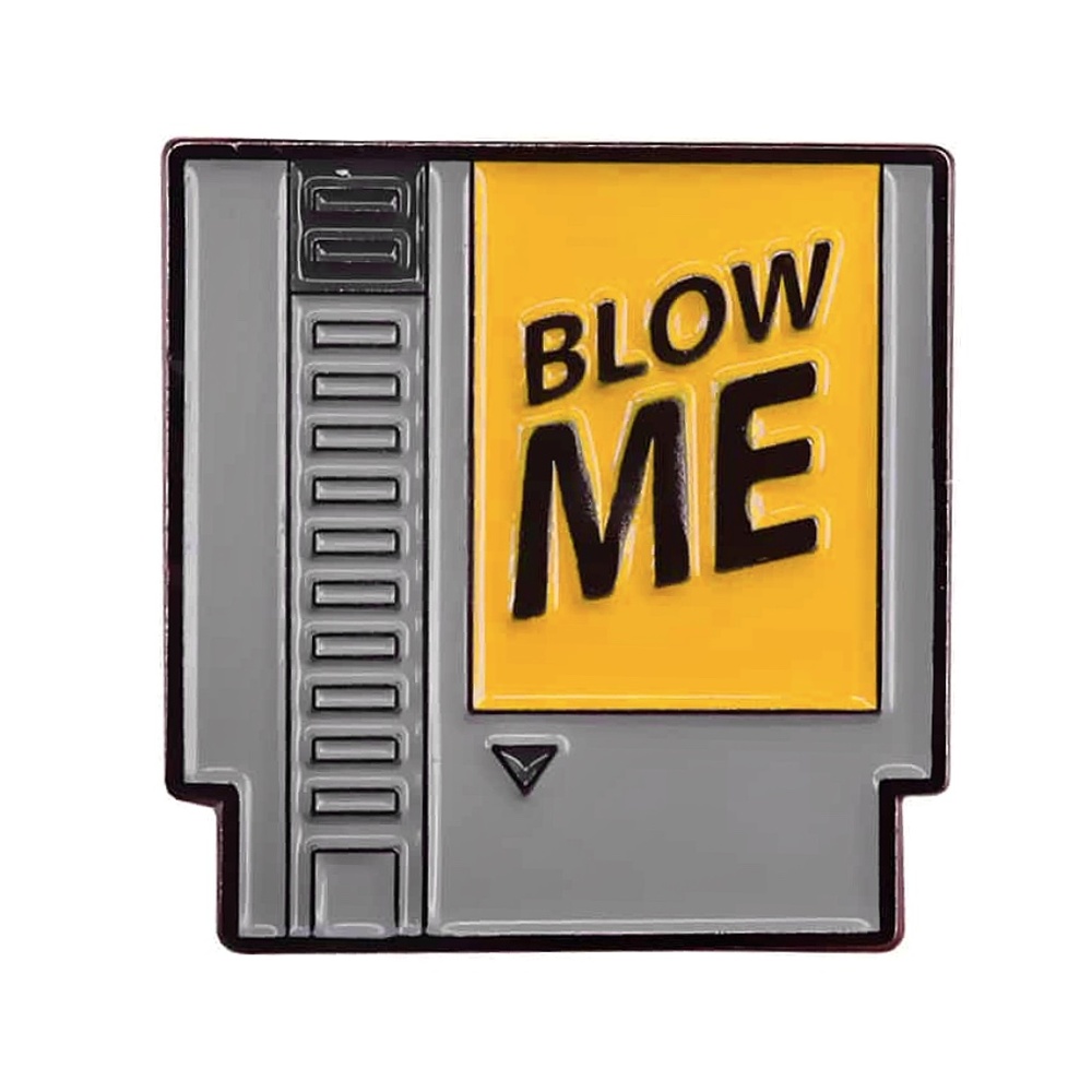"Blow Me" NES Cartridge Oil Dripped Lapel Enamel Pin NWT